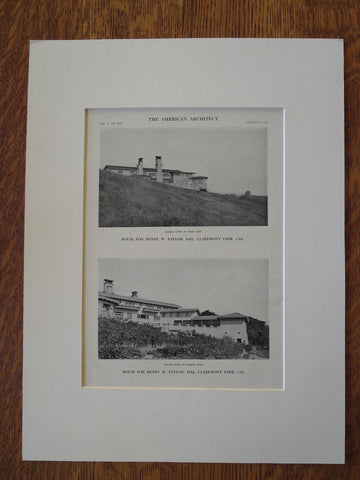 Henry W. Taylor, Esq. House, Claremont Park, CA, 1911, Lithograph