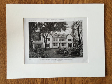 Clarence Illingworth House, Philadelphia, PA, 1919, Lithograph. C. Schermerhorn