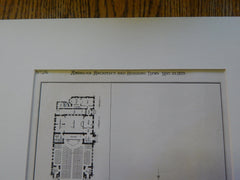 Boundary Avenue Presbyterian Church, Baltimore, MD 1879, Original Plan. Dixon & Carson.
