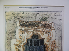 Window of Mission San Jose, Near San Antonio, TX, 1890. Original Plan. Campbell.