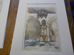 Pulpit, St. Peter's Church, Shorwell, UK 1896. Original Plan. Hand-colored.