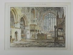 Interior, Fitz-Alan Sanctuary, Arundel, UK, 1874, Original Plan. Hand Colored.