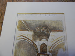 Pulpit, St. Peter's Church, Shorwell, UK 1896. Original Plan. Hand-colored.