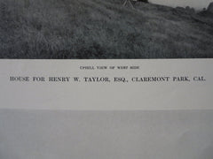 Henry W. Taylor, Esq. House, Claremont Park, CA, 1911, Lithograph