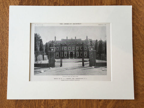 W.V.S. Thorne, Esq. House, Morristown, NJ, 1916, Lithograph. Delano & Aldrich