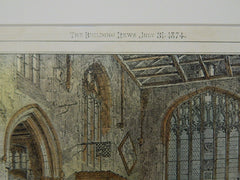 Interior, Fitz-Alan Sanctuary, Arundel, UK, 1874, Original Plan. Hand Colored.