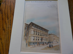 Primary School, Genesee St., Boston, MA 1895. Original Plan. Hand Colored. Edmund M. Wheelwright.