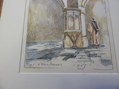 Pulpit, St. Peter's Church, Shorwell, UK 1896. Original Plan. Hand-colored.