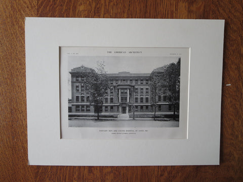 Barnard Skin & Cancer Hospital, St Louis, MO, 1911, Lithograph. Mauran & Russell