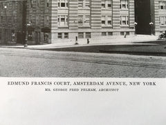 Edmund Francis Court, Amsterdam Ave., NY, 1916, Lithograph. George Pelham