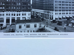Metropolitan Buildings, 4th Ave, Seattle, WA, 1916, Lithograph. Howells & Stokes.