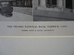 Thames National Bank, Norwich, CT, Rowe & Keyes, 1911, Lithograph