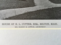 Exterior, House of E.L. Cutter, Esq., Milton, MA, 1916, Lithograph. Harry B. Little