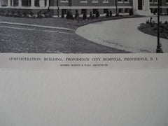 Providence City Hospital, Providence, RI, 1911, Lithograph. Martin & Hall