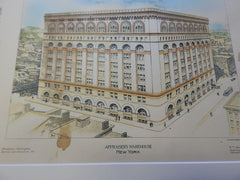 Appraiser's Warehouse, New York, NY 1896. Original Plan. Hand-colored. Christopher Washington.