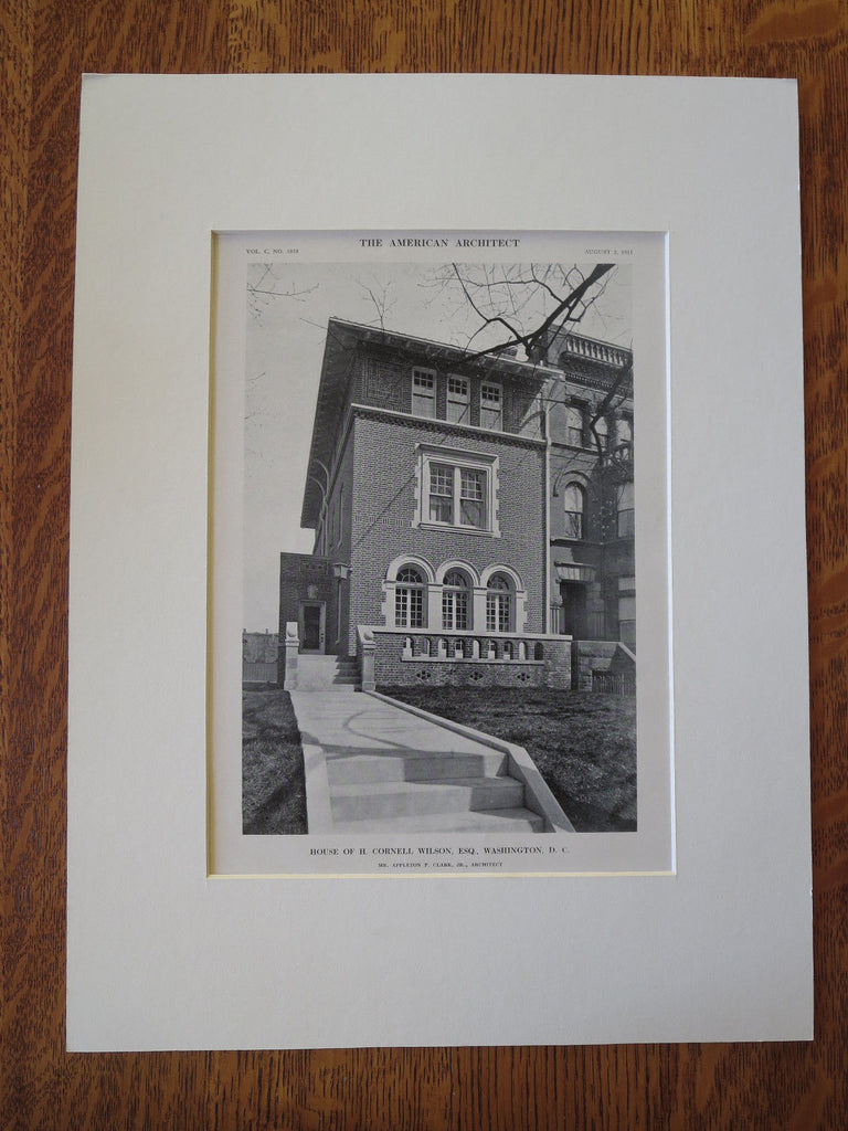 H. Cornell Wilson House, Washington DC, 1911, Lithograph. Appleton P. Clark, Jr.