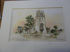 Christ Church, Waltham, MA 1896. Original Plan. Hand-colored. Cram & Wentworth.