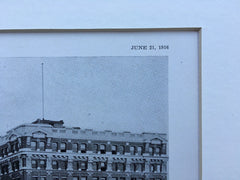 Metropolitan Buildings, 4th Ave, Seattle, WA, 1916, Lithograph. Howells & Stokes.