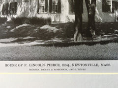 Exterior, House of F. Lincoln Pierce, Newtonville, MA, 1916, Lithograph. Derby & Robinson
