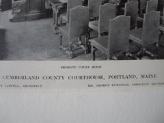Courtroom, Cumberland County Courthouse, Portland, ME, 1911, Lithograph. Guy Lowell.