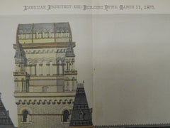 Building Art Industries by Clayton & Bell, UK, 1882, Original Plan. Hand-colored.