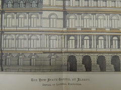 Building Art Industries by Clayton & Bell, UK, 1882, Original Plan. Hand-colored.