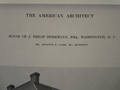 Philip Herrmann House, Washington DC, 1911, Lithograph. Appleton P. Clark, Jr.