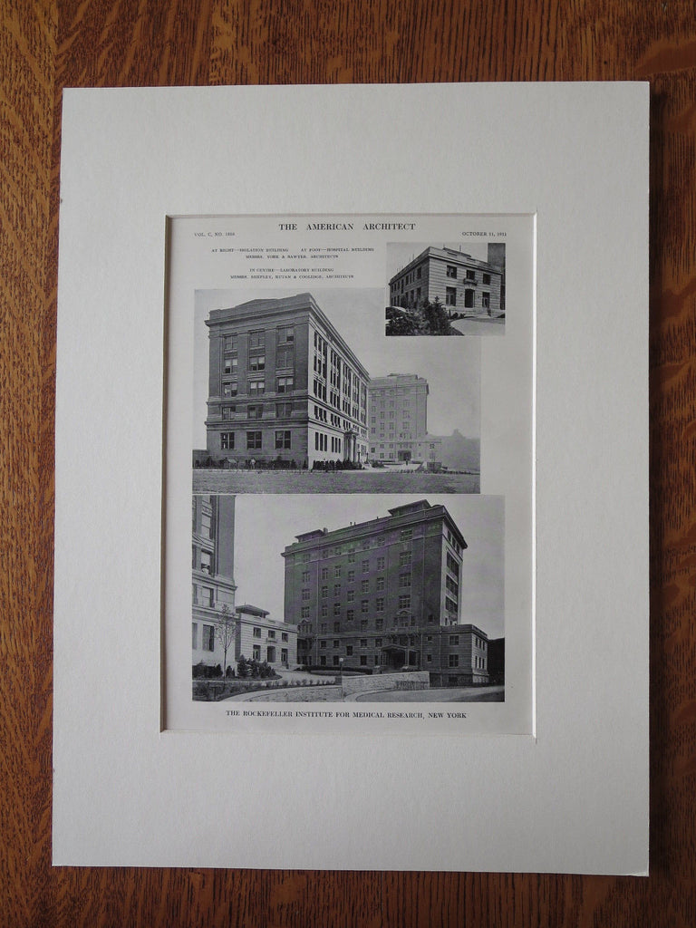 Rockefeller Institute for Medical Research, NY, 1911