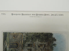 Exterior of Balveny Castle, Dufftown, Scotland, 1890, Original Plan.