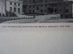 Rockefeller Institute for Medical Research, NY, 1911, Lithograph. York & Sawyer