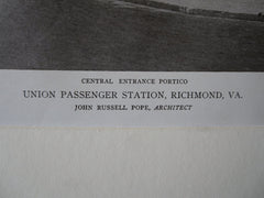 Entrance, Union Passenger Station, Richmond, VA, 1916, Litho. John Russell Pope