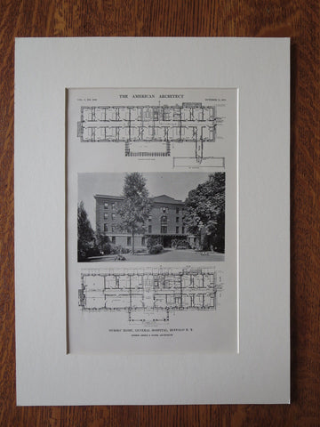 Nurses' Home, General Hospital, Buffalo, NY, 1911, Lithograph. Green & Wicks