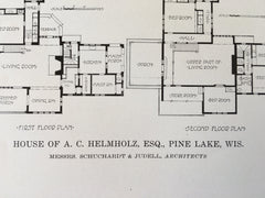 House of A.C. Helmholz, Pine Lake, WI, 1916, Lithograph. Schuchardt & Judell.