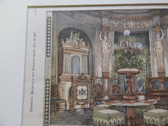 Music Room of the King of Bavaria, 1878. Original Plan. Hand-colored. Ventzke.
