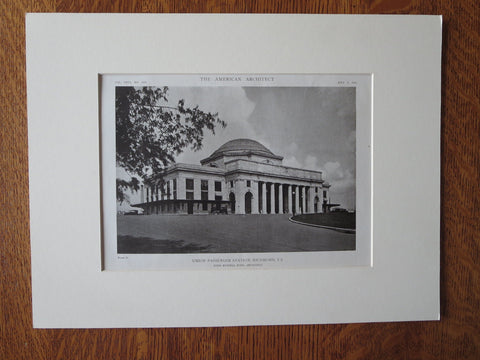 Union Passenger Station, Richmond, VA, 1916, Lithograph. John Russell Pope