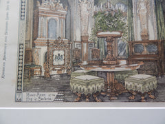 Music Room of the King of Bavaria, 1878. Original Plan. Hand-colored. Ventzke.