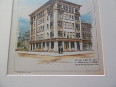 Store/Apartment, Betts Brothers, Brooklyn NY 1892. Original Plan. Hand Colored. Betts & Fullerton.