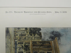 The Salisbury, Brooklyn, NY, 1899, Original Plan. J. G. Glover & H. C. Carrel.