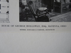 Interior, George Holloway House, Ravenna, OH, 1911, Lithograph. Bohnard & Parsons
