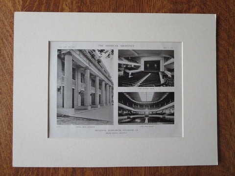 Interior, Municipal Auditorium, Savannah, GA, 1916, Litho. Henrik Wallin