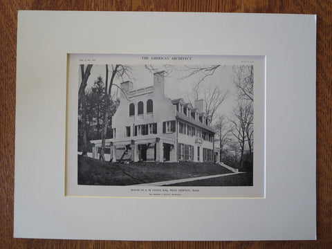 A.M. Lyons House, West Newton, MA, 1911, Lithograph. Hubert J. Ripley