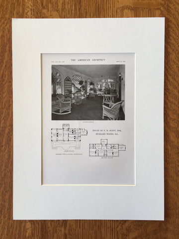 House of F.H. Scott, Esq., Hubbard Woods, IL, 1916, Lithograph. Otis & Clark