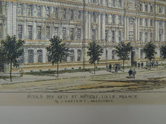 School of Arts and Crafts, Lille, France, 1897, Original Plan. M.J. Batigny.