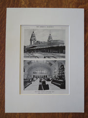 Interior, Union Station, Worcester, MA, 1911, Lithograph. Watson & Huckel