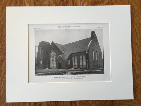 Burns Avenue Baptist Church, Detroit, MI, 1916, Lithograph. E.R. Dunlap