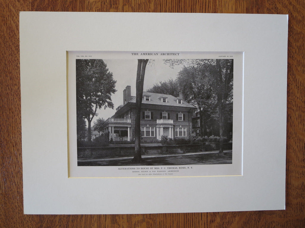 Mrs. P.C. Thomas House, Rome, NY, 1916, Lithograph. Nelson & Van Wagenen