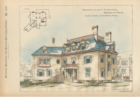 George N Talbot House, Brookline, MA, 1884, Bradlee, Winslow & Wetherell, DIGITAL DOWNLOAD